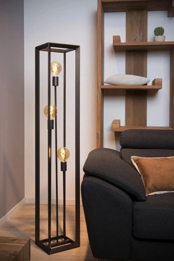 Lucide THOR - Lampadaire - 3xE27 - Fer gris - ambiance 1